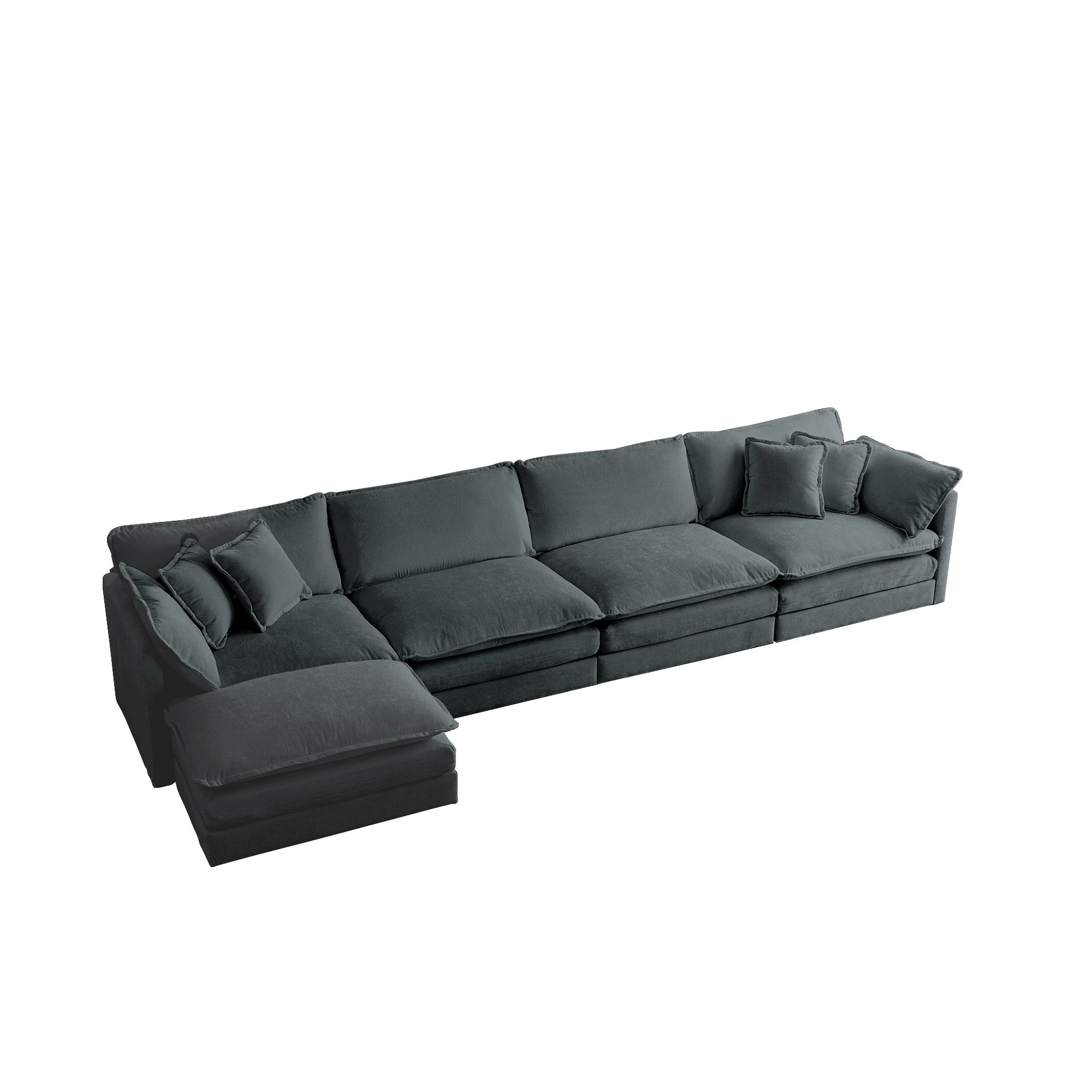 Modular Sectional Sofa For Living Room,U Shaped Couch 5 Seater Convertible Sectional Couch With 1 Ottoman ,Gray Chenille Gray Chenille 4 Seat