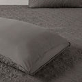 3 Piece Split Corner Pleated Quilted Bedspread Dark Grey Queen Dark Grey Polyester