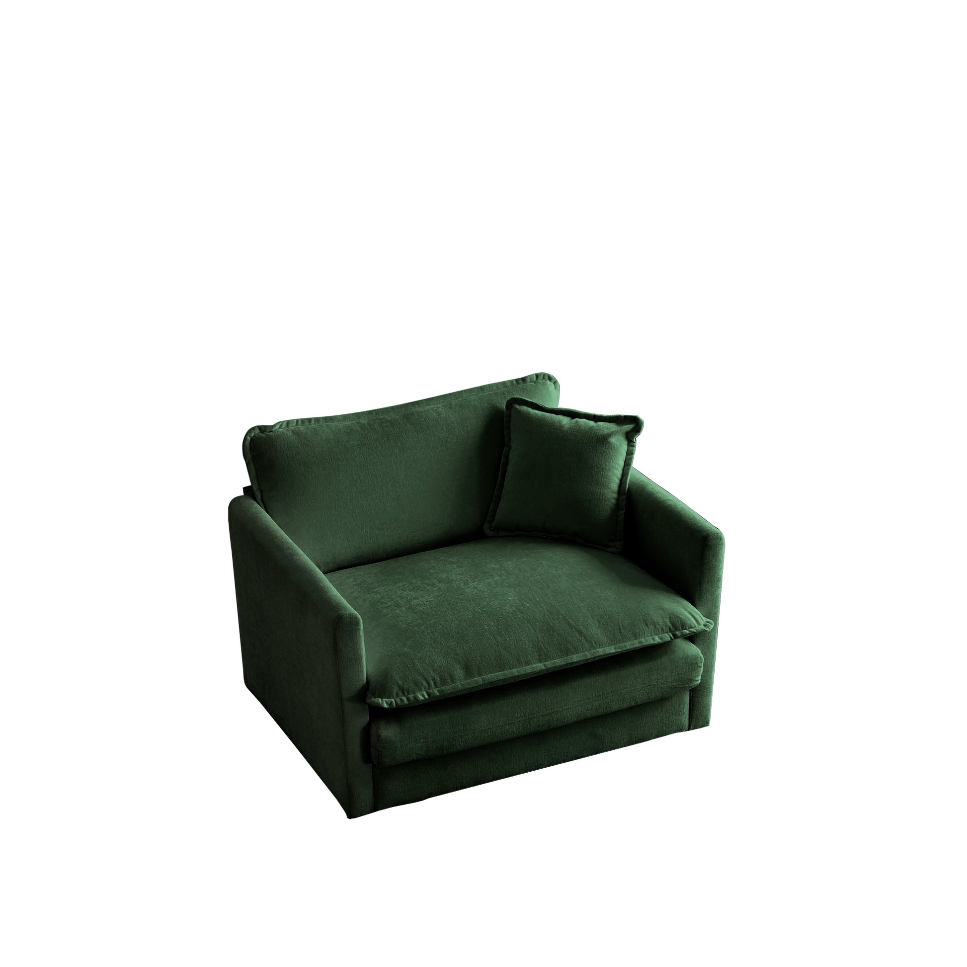 Comfy Deep Single Seat Sofa Upholstered Reading Armchair Living Room Chair Green Chenille Fabric1 Toss Pillow Green Chenille 1 Seat
