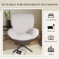 360 Swivel Accent Chair, Modern Chenille Lounge Chair With Faux Leather And Black Metal Base Frame, Comfortable Reading Chair For Small Spaces, Living Room, Bedroom, Reading Corner, Office White Brown White Brown Primary Living Space Art
