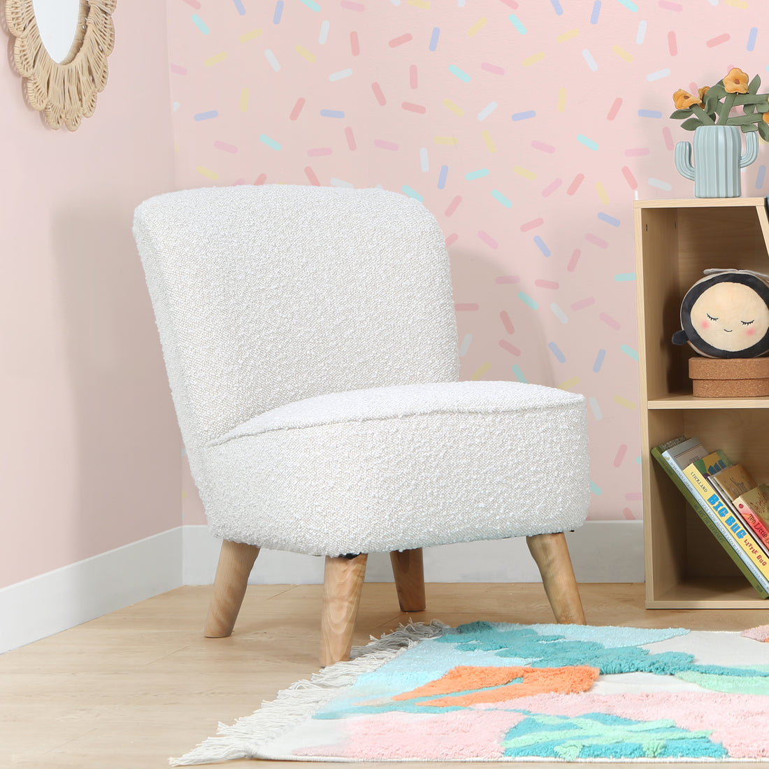 Juni Kids Chair In Boucle Cream Fabric