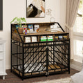 43.3 Inch Dog Crate Furniture For Large Dogs,Wooden Dog Crate With Divider,Double Door Dog Kennel With Three Drawers Storages,Heavy Duty Dogs Decorative Pet House For Large Medium Dogs ,Rustic Brown