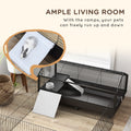 Pawhut Small Animal Cage With Foldable Run Area, Rolling Bunny Cage, Guinea Pig Cage, Hedgehog Cage With Water Bottle, Water Bowl, And Ramps, 46.5