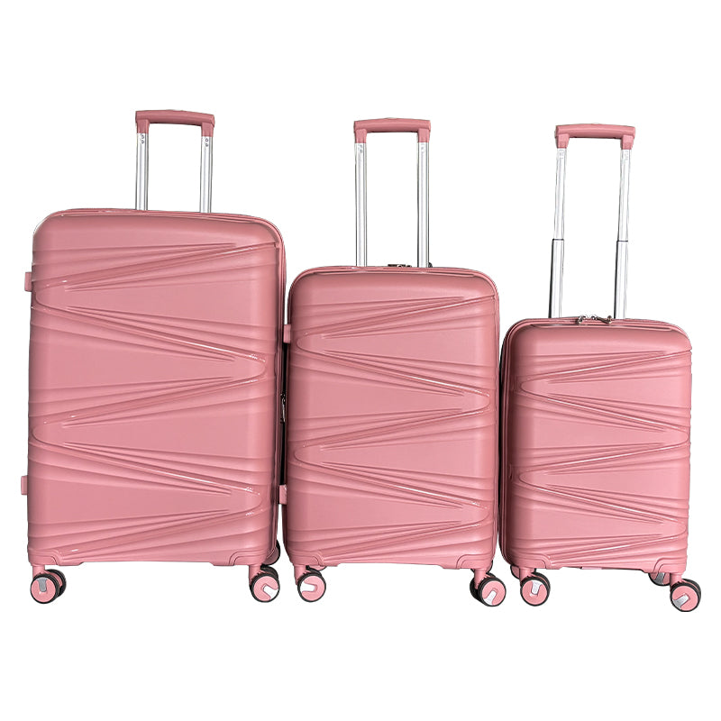 Hardside Luggage Sets 3 Pieces, Expandable Luggages Spinner Suitcase With Tsa Lock Lightweight Carry On Luggage 20Inch 24Inch 28Inch Rose Gold Polypropylene