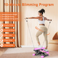 Home Office Exercise 330Lbs Capacity Mini Stepper With Resistance Bands And Lcd Monitor Pink Black Steel