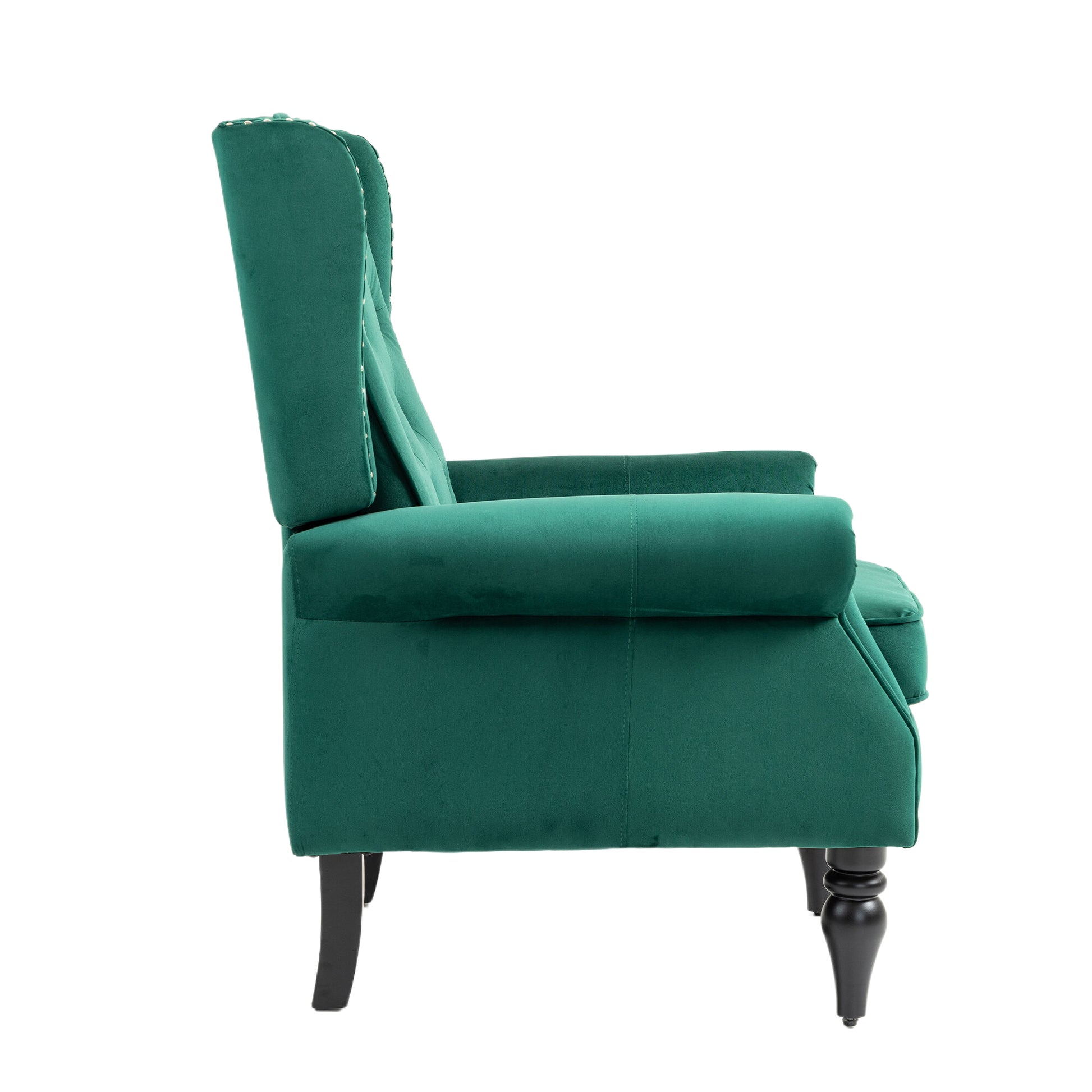 Coolmore Wood Frame Armchair, Modern Accent Chair Lounge Chair With Sturdy Wood Legs For Living Room Bedroom Green Green Primary Living Space Foam Velvet