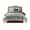 7 Piece Comforter Set Blue Queen Queen Blue Polyester