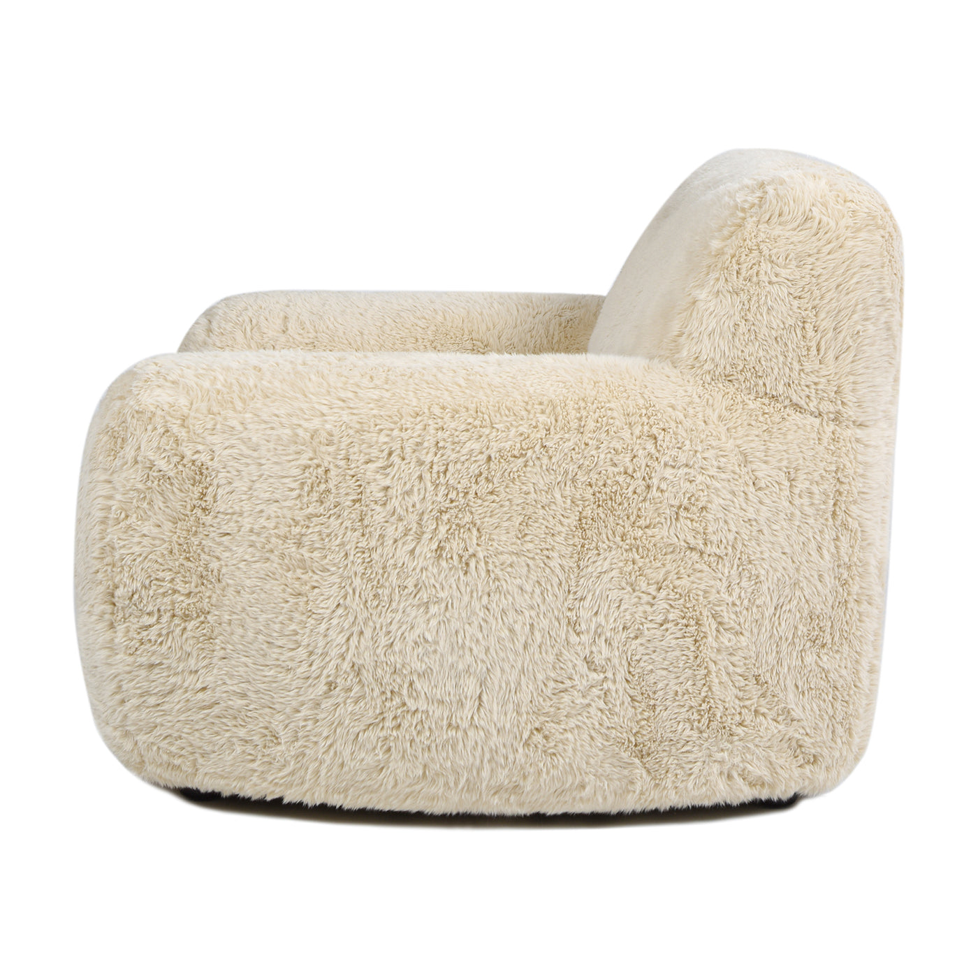 Summit 49" Faux Sheepskin Overstuffed Arm Chair, Cream Beige Faux Fur Cream Foam Faux Fur