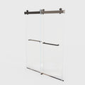 56 60 Inches W *76 Inches H Frameless Double Sliding Soft Close Shower Door In Matte Black,3 8 Inches 10Mm Thick Sgcc Tempered Glass Door Black Glass Metal