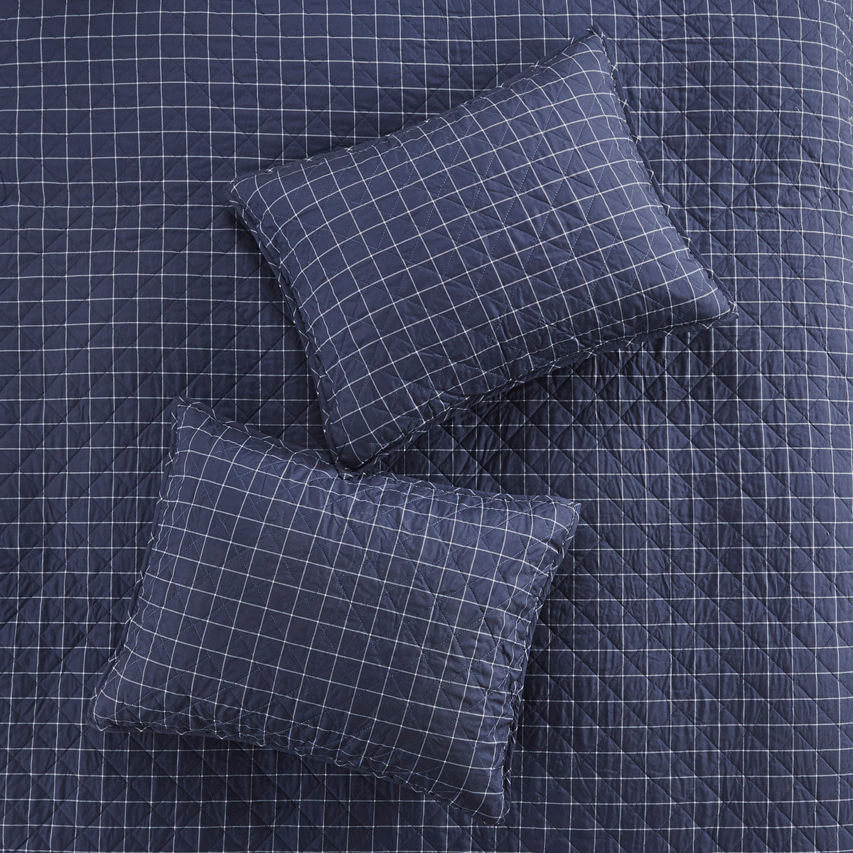 3 Piece Reversible Printed Quilt Set Green Navy Full Queen Green Navy Microfiber