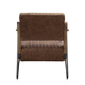 Cocoa And Matt Iron Accent Chair With Metal Leg Brown Primary Living Space Contemporary Genuine Leather