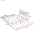 Queen Size Wood Storage Platform Bed With Led, 2 Drawers And 1 Twin Size Trundle, White Box Spring Not Required Queen White Wood Bedroom Bed Frame Solid Wood Mdf