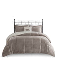 Plush To Sherpa Down Alternative Comforter Set King Grey Ivory Polyester