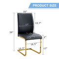Luxury Simple Arch Chair Set Of 2 Black Pu Material High Resilience Dining Chair With Arched Metal Gold Leg. Black Gold Set Of 2 Metal,Pu