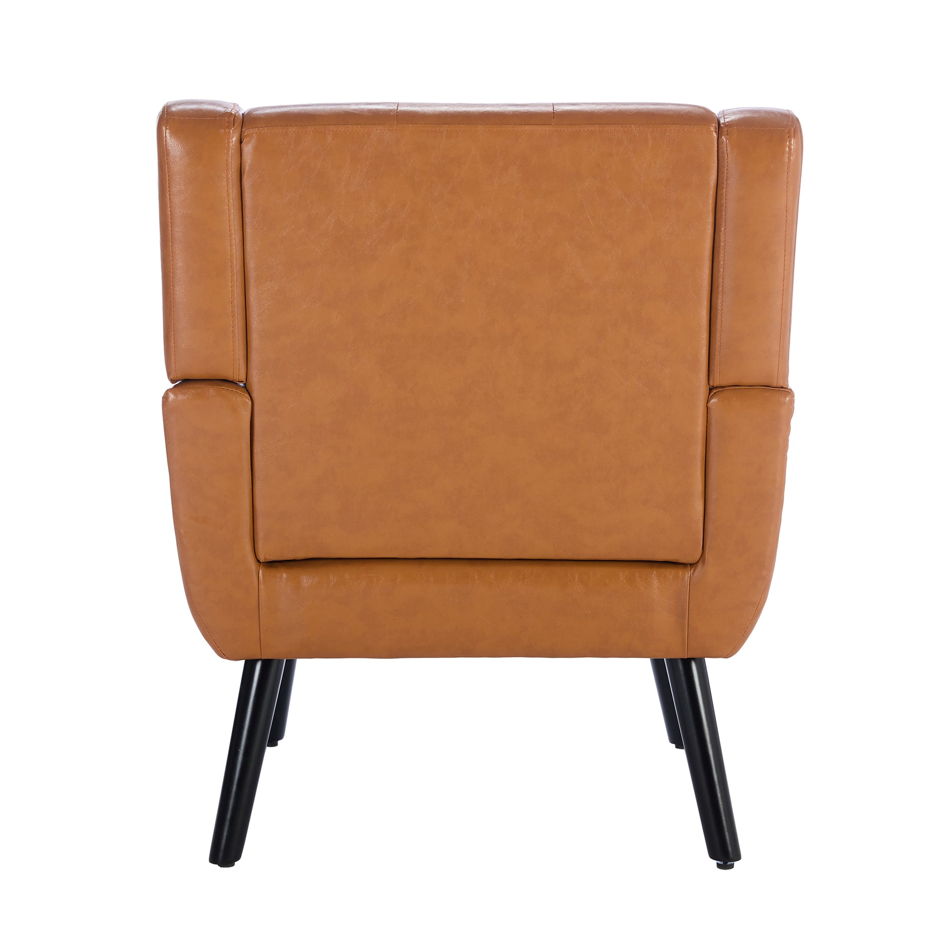 Modern Soft Leather Material Ergonomics Accent Chair Living Room Chair Bedroom Chair Home Chair With Black Legs For Indoor Home Light Brown Pu Light Brown Foam Upholstered