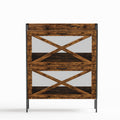 A Shoe Cabinet With 2 Flip Top Drawers, An Entryway Shoe Cabinet, A Narrow Standalone Shoe Rack Cabinet With Metal Legs, Rustic Brown,31.5'' W X 8.5'' D X 39.5'' H. Rustic Brown Particle Board