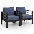 Aluminum Outdoor 2 Pcs Sofa Patio Couch, All Weather Metal Outdoor Couch With 5