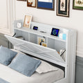 Twin Size Wooden Bed With Storage Headboard With Outlets, Extendable Bed With Twin Size Trundle With Three Storage Drawers,White Twin White Wood
