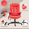 Homcom High Back Vibration Massage Office Chair With 6 Vibration Points, Heated Reclining Pu Leather Computer Chair With Armrest And Remote, Red Red Pu
