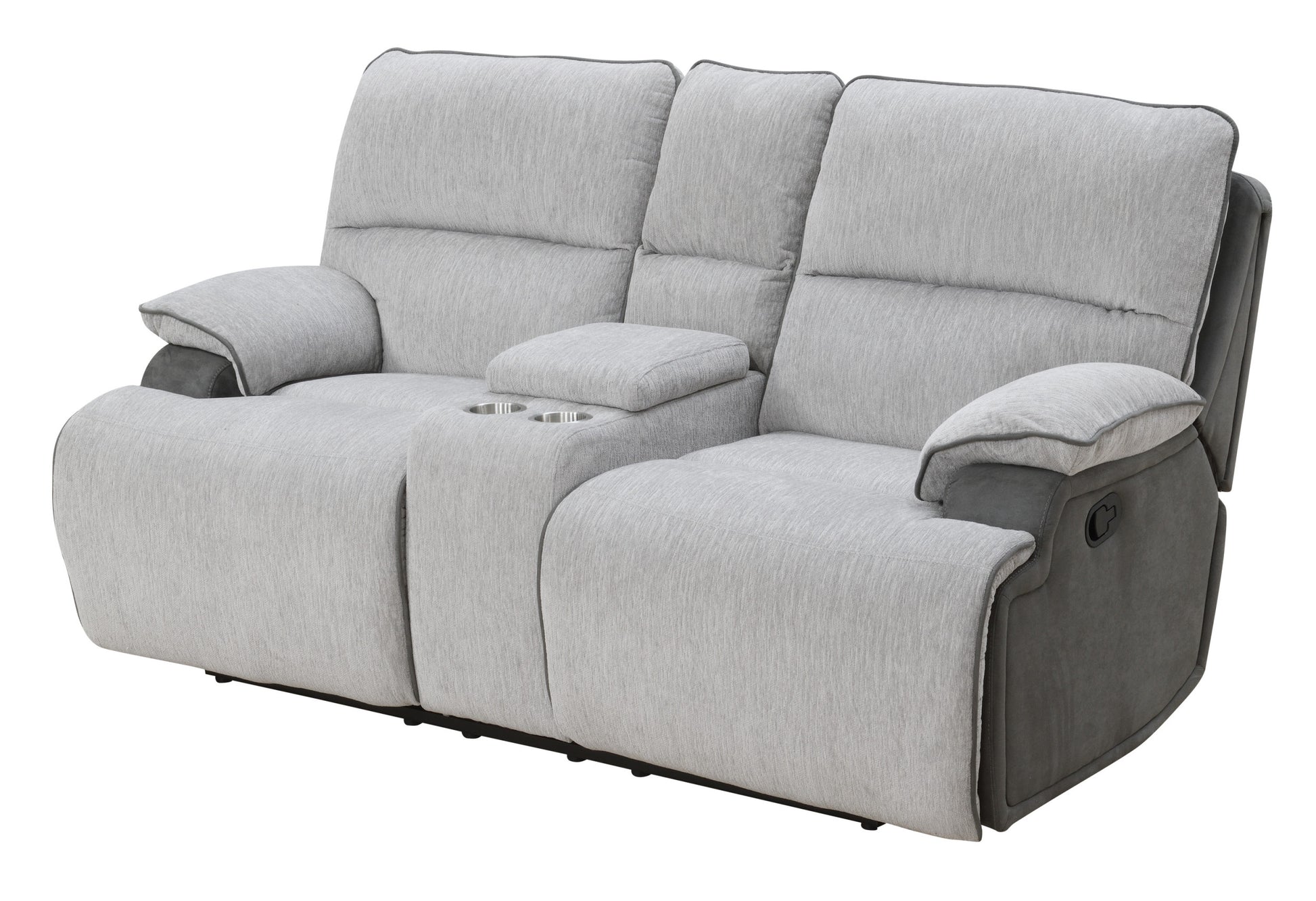 Cyprus 3 Piece Reclining Living Room Set Gray Gray Fabric