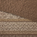 5 Piece Reversible Jacquard Bedspread Set Brown Gold King King Brown Gold Microfiber