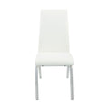 Set Of 2Upholstered Side Chairs, White And Chrome Solid White Rectangular Side Chair Chrome,Faux Leather