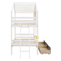 Twin Over Twin Bunk Bed With 2 Drawers, 1 Storage Box, 1 Shelf, Window And Roof White Old Sku:Lt001608Aak Twin White Solid Wood