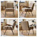 Pattern Colorful Fabric Armchair, Modern Accent Chair High Back, Living Room Chairs With Metal Legs And Soft Padded, Sofa Chairs For Home Office,Bedroom,Dining Room Cream Brown Fabric