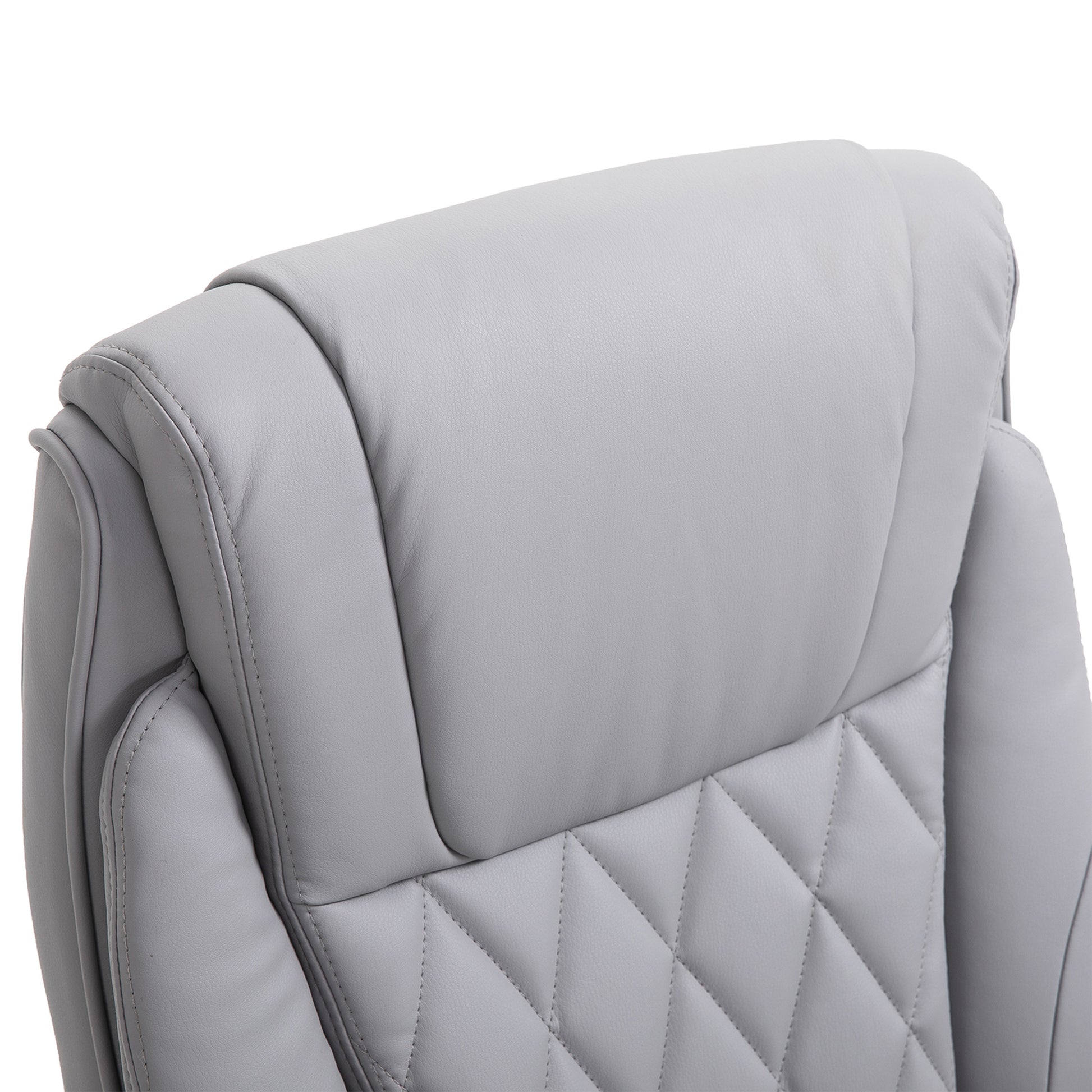 Vinsetto High Back 360 Swivel Ergonomic Home Office Chair With Flip Up Arms, Faux Leather Computer Desk Rocking Chair, Grey Grey Pu Leather