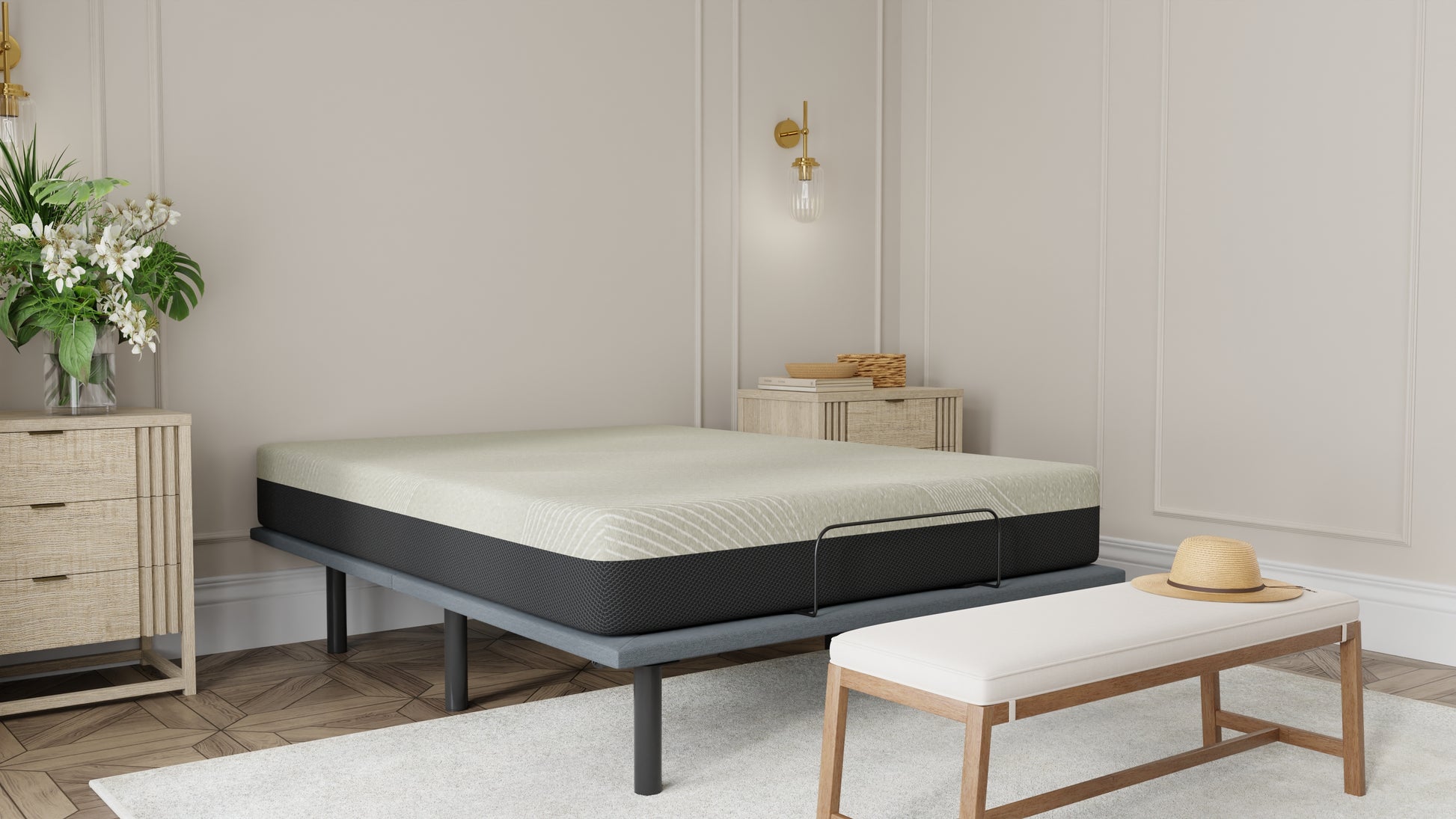 Gel Comfort 8" Queen Firm Mattress Black Gray Foam Queen