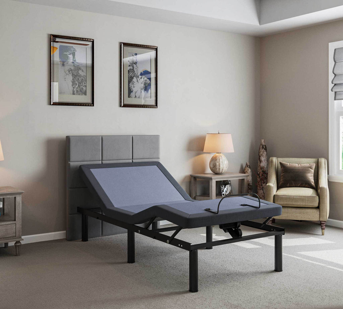 Bt2000 Twin Xl Adjustable Bed Base With Full Range Positions Adjustment Box Spring Not Required Twin Xl Blue Grey Steel