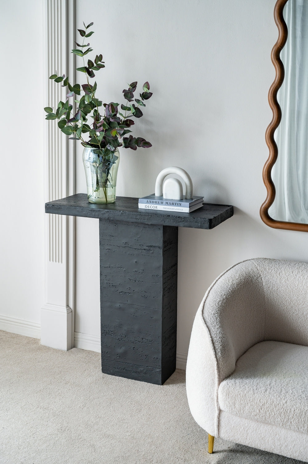 35.5X14X35.5" Black Rectangular Coffee Table With Pedestal Base Black Primary Living Space Contemporary,Industrial,Minimalist,Modern,Ultra Modern Magnesium Oxide