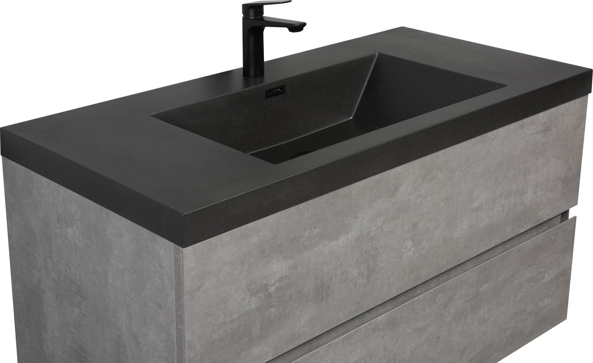 42" Floating Bathroom Vanity With Sink, Modern Wall Mounted Bathroom Storage Vanity Cabinet With Black Quartz Sand Top Basin And Soft Close Drawers, Grey 24V12 42Gr Grey Melamine