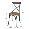 Antique Turquoise And Antique Oak Cross Back Side Chair Turquoise Primary Living Space Rustic Fir Wood Metal