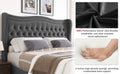 Lift Up Velvet Gray Full Size Bed Box Spring Not Required Full Gray Wood Light Brown Bedroom American Design Poplar Slat Beds Foam Velvet Upholstered