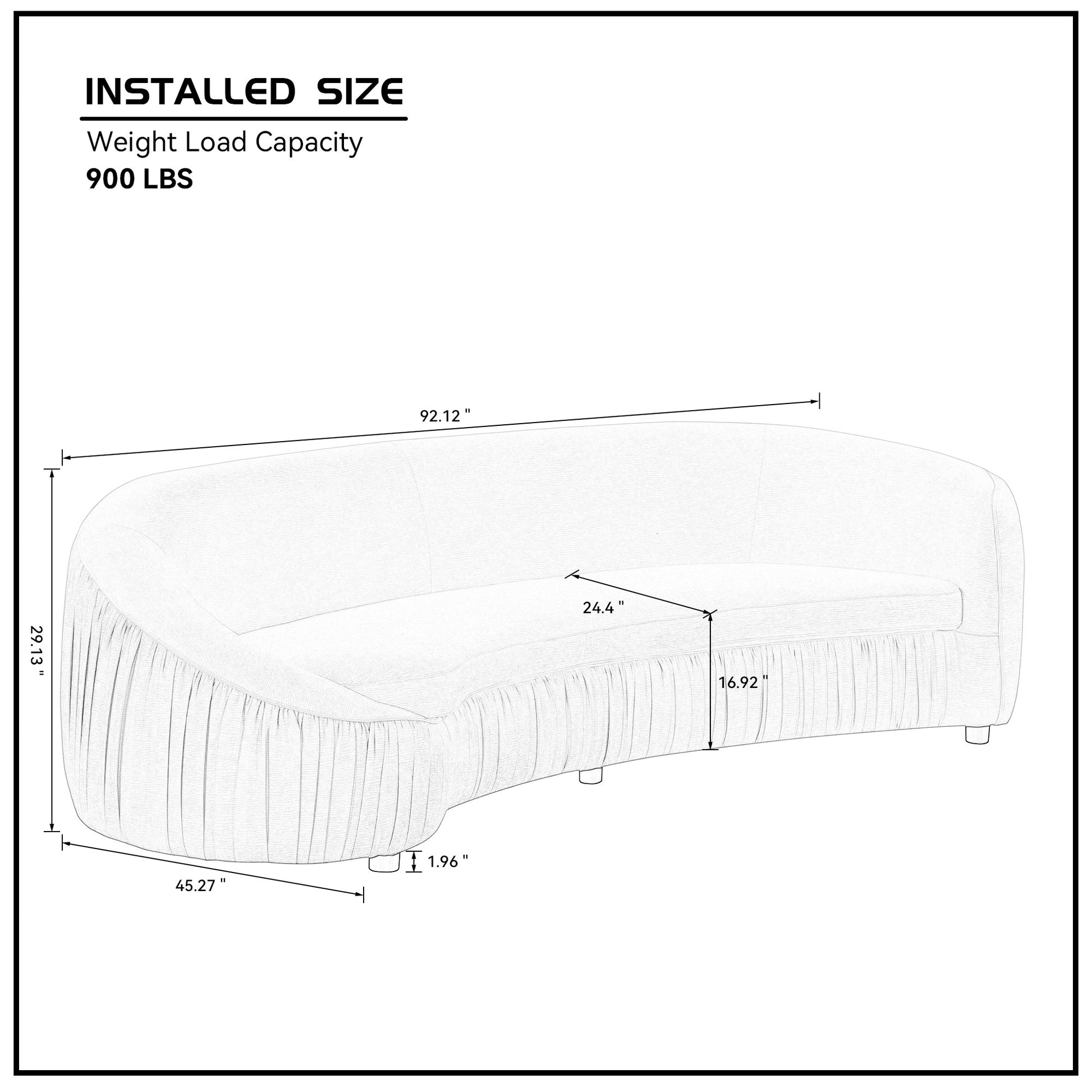 92.13 Inch Modern Design Curved Shaped Sofa Couch For Living Room,Upholstered Fabric 4 Seat Sofa No Need To Assembly Couch For Apartment,Orange Orange Polyester 4 Seat