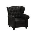 Modern Tufted Push Back Armchair Technical Leather Chair, Adjustable Single Sofa Chair With Sturdy Wood Legs For Bedroom, Living Room, Small Space Color:Black Black Primary Living Space Mid Century