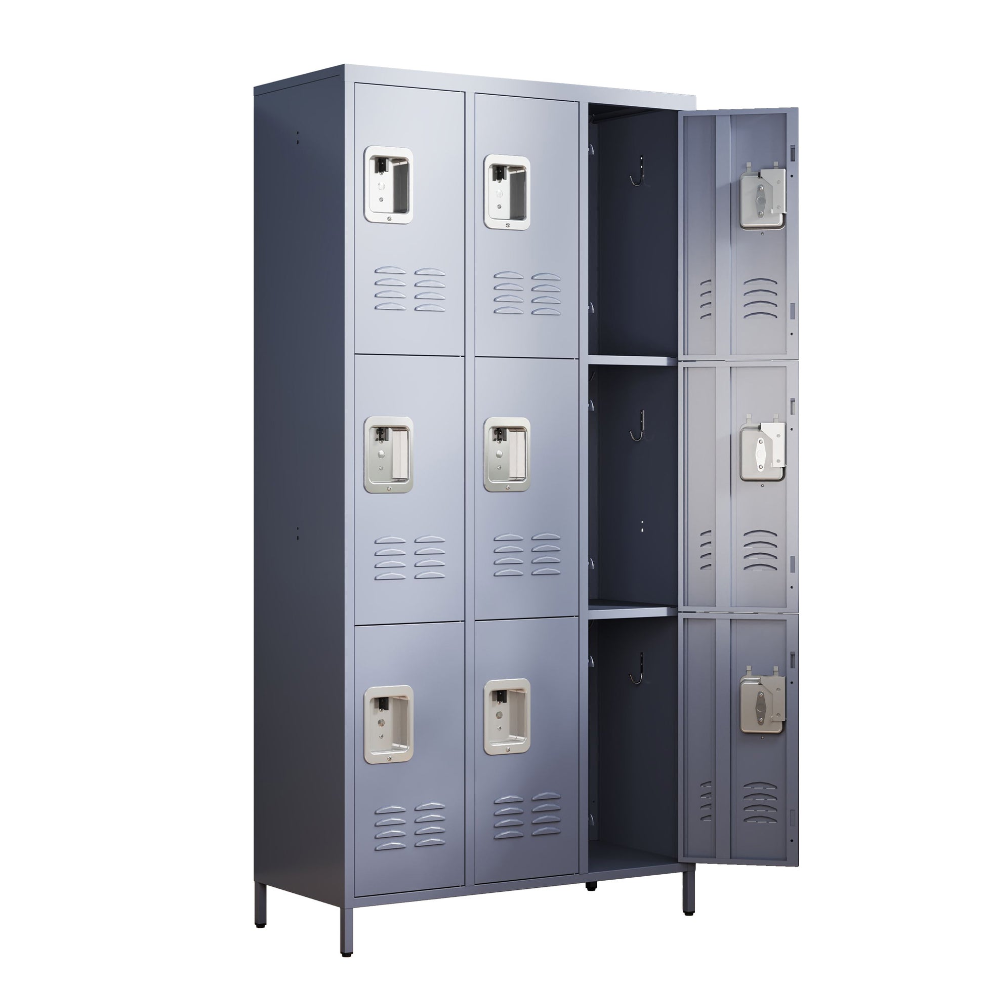 9 Door 72"H Metal Lockers With Lock For Employees,School,Office,Gym,Bedroom,Storage Locker Cabinet,Gray,Assembly Required Gray Gym Modern Metal Metal