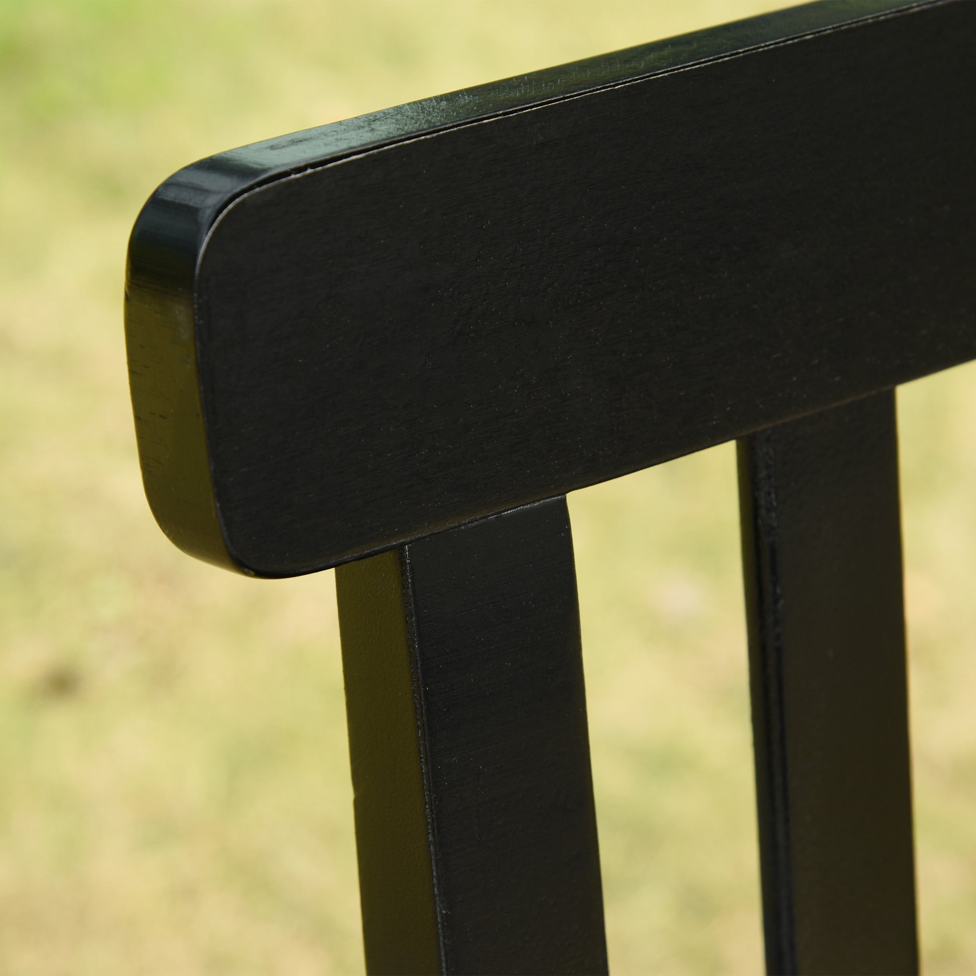 Outsunny 2 Seater Hanging Porch Swing Outdoor Patio Swing Chair Seat With Slatted Build And Chains, 440Lbs Weight Capacity, Black Black Wood