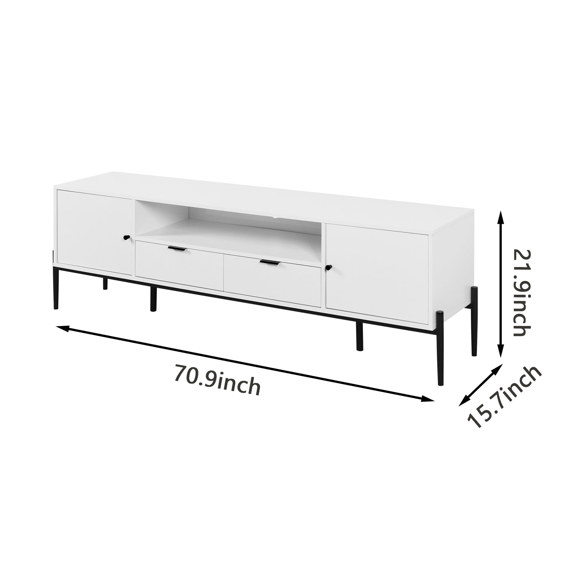 Modern Tv Console, Entertainment Center With Storage For Living Room 70.86X15.74X21.85Inch 5 Or More Spaces White Primary Living Space Particle Board