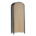 Modern 3 Shelf Open Arched Bookcase Cabinet Black Black Mdf Mdf