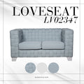 Saree Loveseat, Light Teal Chenille & White Finish Lv02347 Light Blue Chenille
