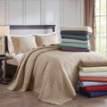 3 Piece Reversible Quilt Set Clay Red King Cal King Red Polyester