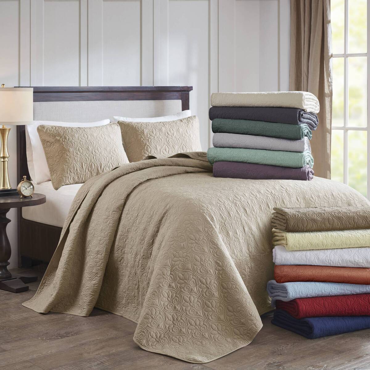 3 Piece Reversible Quilt Set Clay Red King Cal King Red Polyester