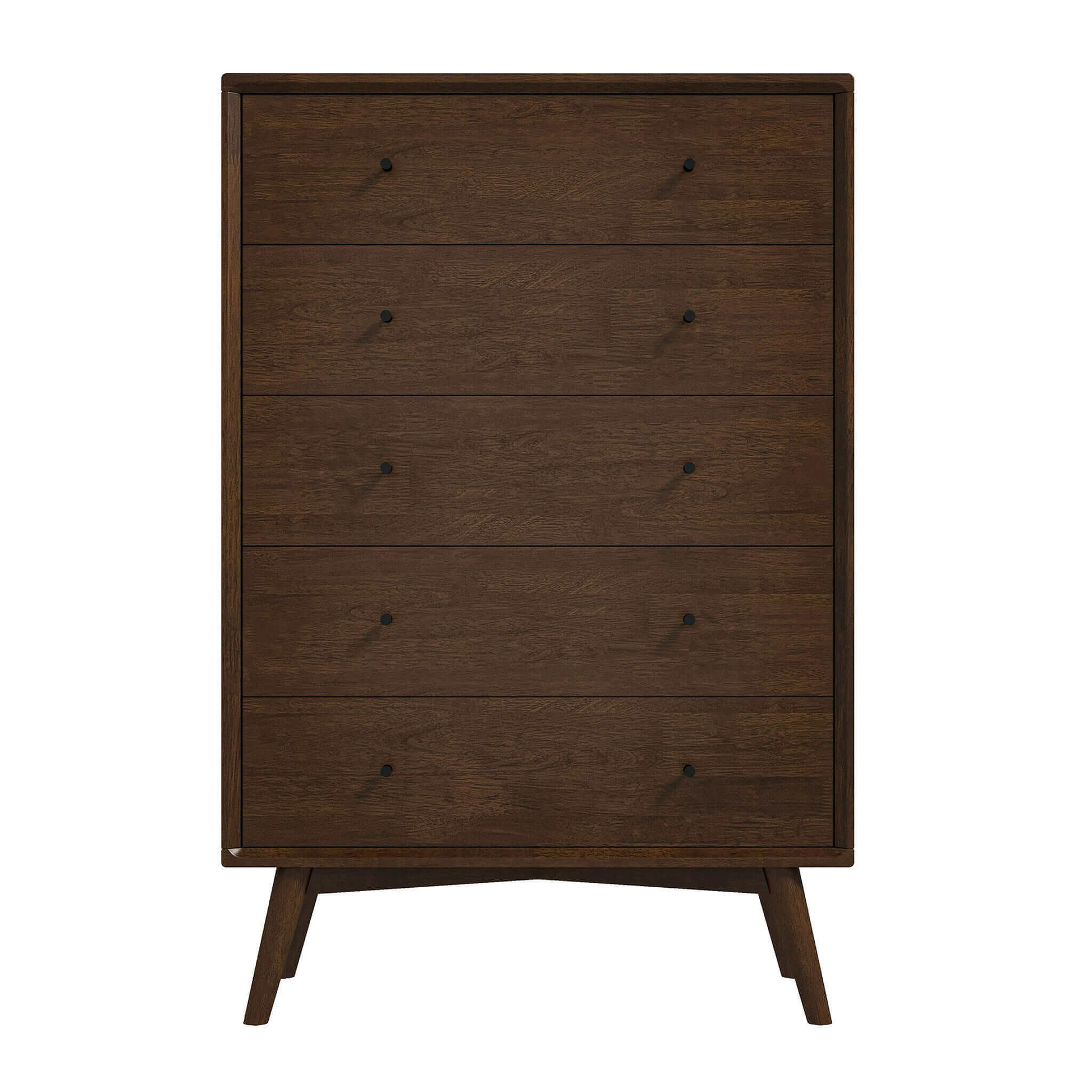 Caroline Mid Century Modern Solid Wood Dresser 5 Drawer Dark Brown Brown Bedroom Mid Century Modern Solid Wood