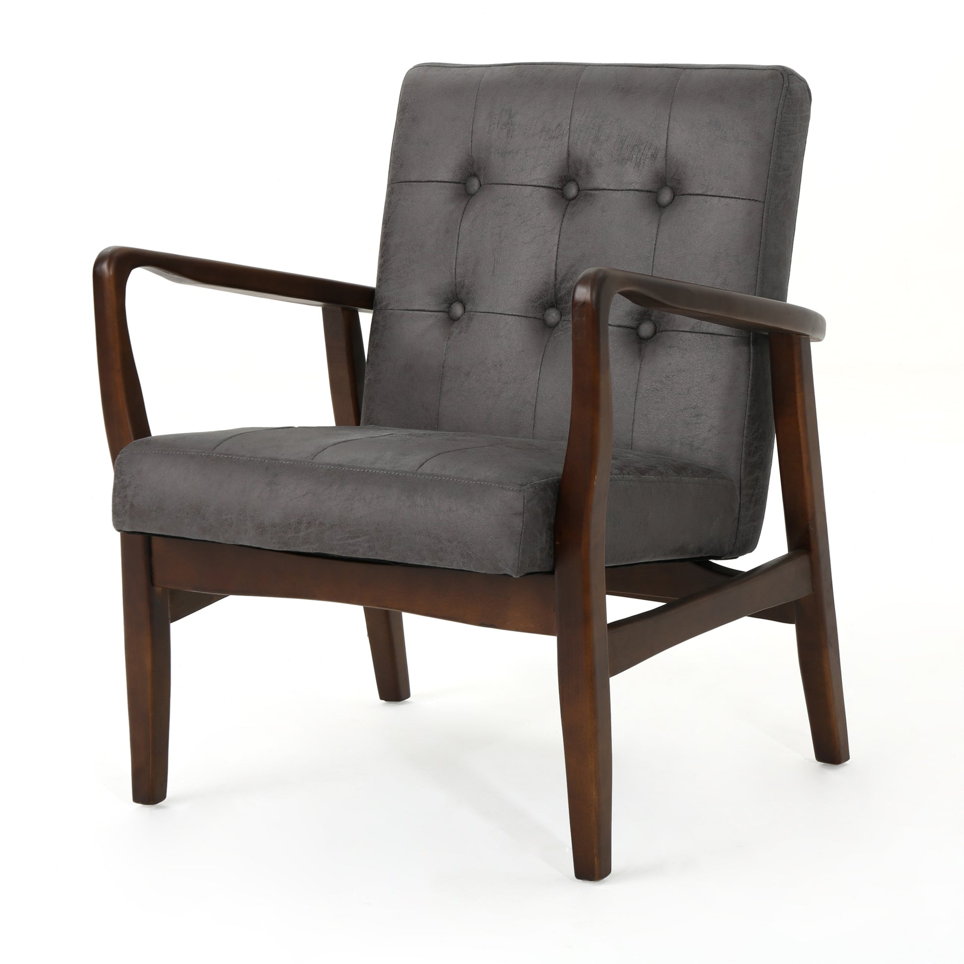 Club Chair, Mid Century Modern Microfiber Club Chair With Wood Frame Slate Microfiber