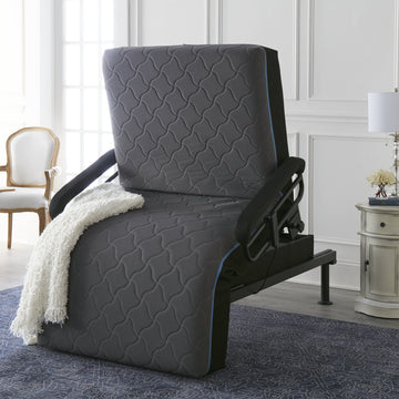 Adjustable Sit To Stand Bed W Remote With Convenient Lift Twin Blue Metal Twin