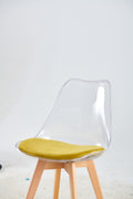 Wood Leg And Transparent Back Chair,Set Of 4,Dining Chair,Coffee Chair Transparent Wood Plastic