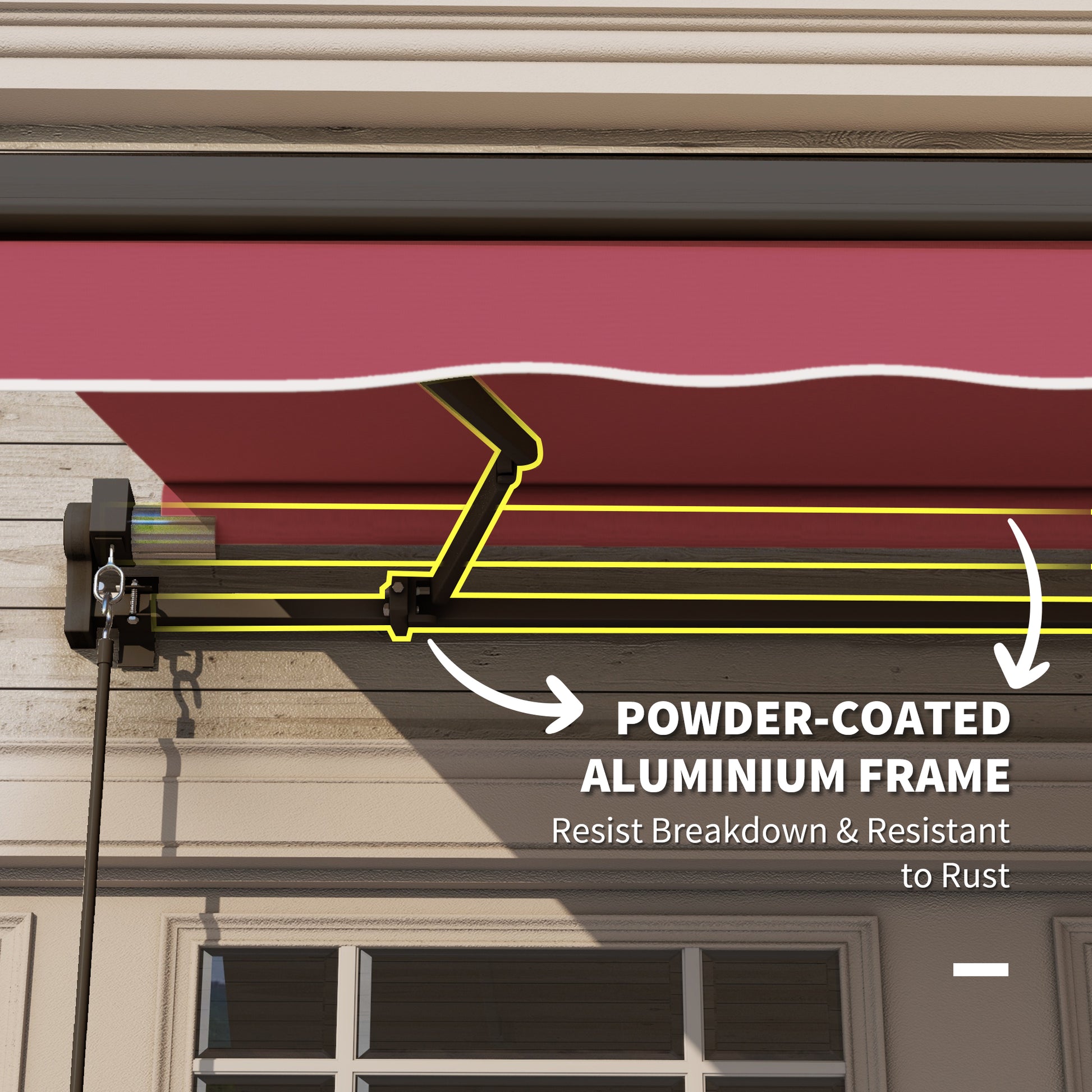 Outsunny 10' X 8' Retractable Awning, Patio Awnings, Sunshade Shelter W Manual Crank Handle, Uv & Water Resistant Fabric And Aluminum Frame For Deck, Balcony, Yard, Red Red Aluminum