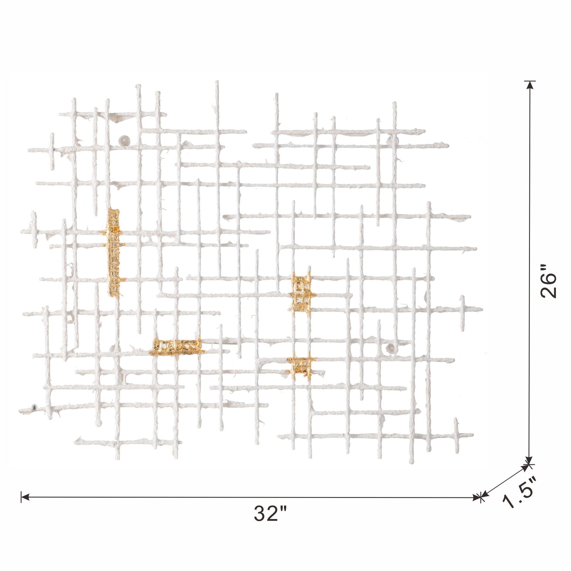 32X1.5X26" Wall Decor White Gold Iron